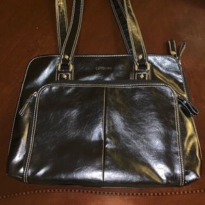 Black Leather Samsonite Travel Bag